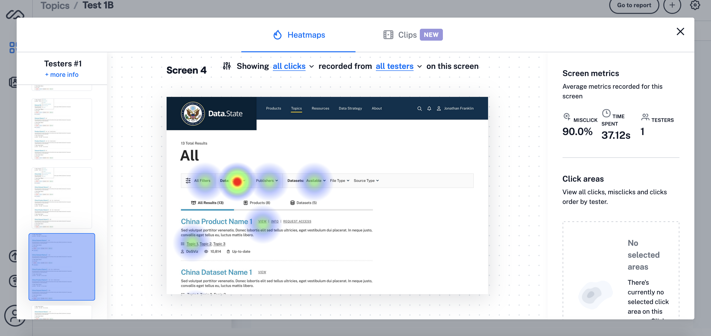 Usability Test Heatmap